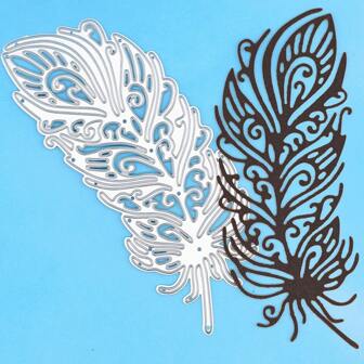 1pc Feather Shaped Metal Cutting Die, DIY Scrapbooking Craft Card Making Paper Embossing Mold