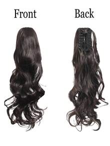 Synthetic Claw Clip Ponytail Extensions 18-26 Inch Long Curly Black Blonde Brown White Pony Tail Wig For Women(Black Brown) - Black-brown - View 5