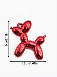 1pc 紅色壓克力電鍍金屬氣球狗吊墜掛飾 Diy 鑰匙扣配件配件包包裝飾 - 紅色 - 查看 2