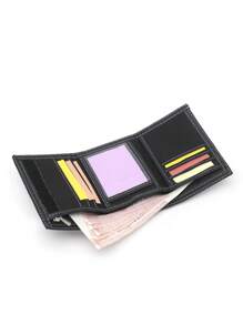 JEMINAL 钩环帆布学生钱包 女士男士钱包 钱夹 钱包 小钱包 男士钱包 真皮 - 黑色 - 查看 8