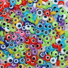 50 cái 6/8mm Bằng phẳng Tròn Nhựa Hạt Với Đầy màu sắc Mắt ác Thiết kế Để làm đồ trang sức DIY - 6 mm/50 cái - Xem 3