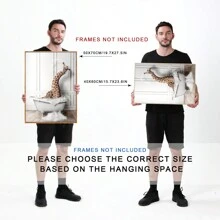 3pcs Adorable Animal Theme Bathing Artwork Set, Creative Bathroom Poster, Powder Room Wall Decor, Toilet Wall Art, Office & Public Restroom Wall Art, Nodic Bathroom Wall Decor, Ins Style Wall Art For Bedroom, Living Room, Kitchen, Dressing Room, Closet, Dining Room & Hotel Wall Decoration, Dressing Room Canvas Art Print, 3 Sizes Available, Unframed - Camel - View 4