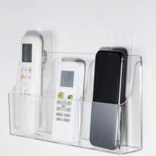 亞克力遙控器架掛壁式遙控器收納盒手機收納盒亞克力電視空調遙控器架掛壁收納盒,適用於家庭 - 無色 - 查看 3