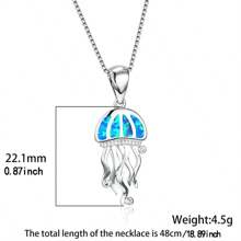 簡約可愛的藍色珠光樹脂鑲嵌海蜇吊墜項鍊女性動物珠寶,婚禮訂婚配飾禮物 - 藍色 - 查看 2