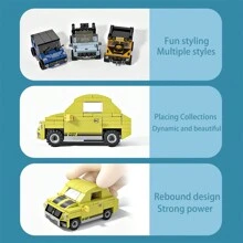 使用這些有趣的汽車搭建積木玩具,打造屬於你自己的拉回式汽車 - 彩色 - 查看 5