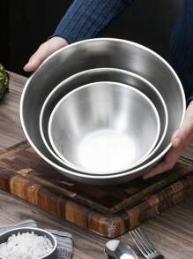 1入/3入不銹鋼攪拌碗，可疊加、可重複使用，耐用的沙拉碗，帶有水位刻度的廚房碗，多功能碗，攪拌碗，烹飪碗，加厚沙拉碗，家用廚房烘焙碗，廚房用品，多功能攪拌碗，烤製烹飪碗盆碗攪拌碗和麵條清洗碗，圓形沙拉冷卻器家庭用具