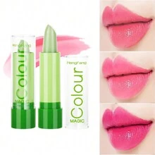 HangFang Aloe Vera Lip Balm, Magic Temperature Color Change Lipstick, Hydrating & Moisturizing, Waterproof And Not Easy To Stick Cup, Long Lasting Lipstick For Women Girls - 粉紅色 - 查看 1