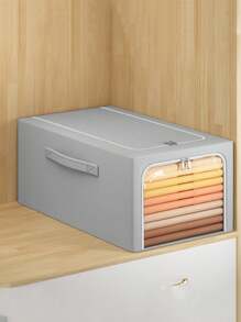 1pc Narrow Gap Upgraded Storage Box Can Be Folded And Washable, Dual Openings For Convenient Access, Large Capacity Multi-Functional Storage For Seasonal Clothes, Toys, Etc. - Smoke Blue - View 1