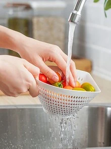 1入組蔬果雙層漏斗,簡約設計,廚房濾網適用於沖洗和瀝干 - 白色 - 查看 2