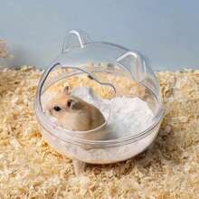 1pc Bear Shaped Splash Proof Bathing Box For Hamsters - Clear - View 3