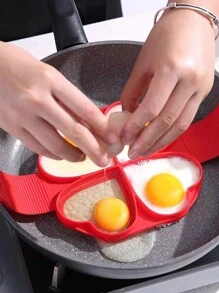 1入組矽膠餅狀模具,矽膠四孔煎蛋圈,矽膠蛋糕模具 - 紅色 - 查看 4