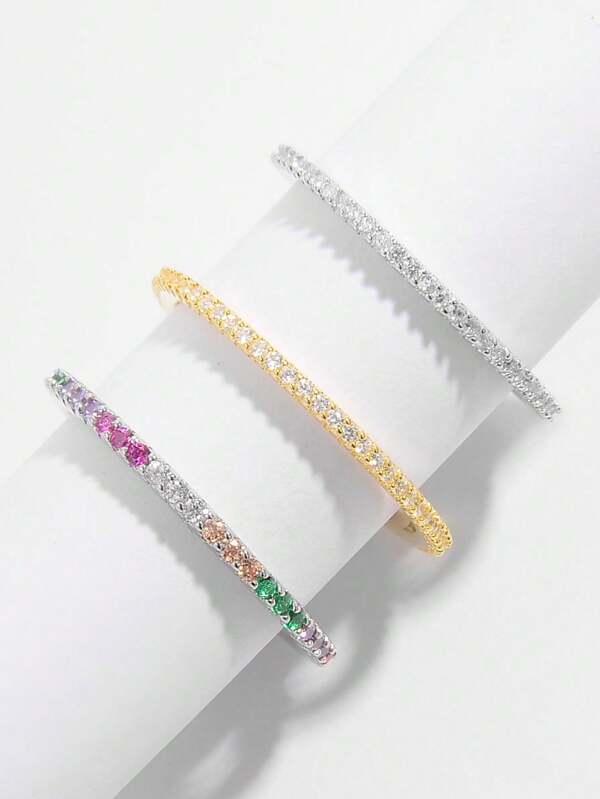 Vaerine 1pc Classic Vintage Elegant Refined Single Layer Full Circle Cubic Zirconia Ring, Women's Everyday, Social, Date, Party, Gift