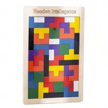 1set Classic Wooden Block Puzzle, Creative Color Matching Board Game - Multicolor - View 7