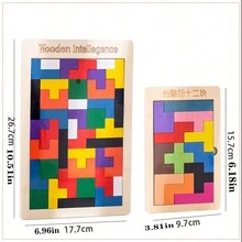 1set Classic Wooden Block Puzzle, Creative Color Matching Board Game - Multicolor - View 5