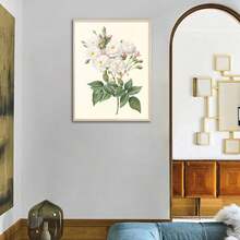 1入現代白色植物花卉壁藝海報帆布印刷畫作,適用於客廳家居裝飾,無框 - 彩色 - 查看 2