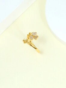 1 件精緻幾何形狀氧化鋯鑲嵌開口可調式戒指,優雅手指首飾,適合女士/女孩 - 金色 - 查看 4