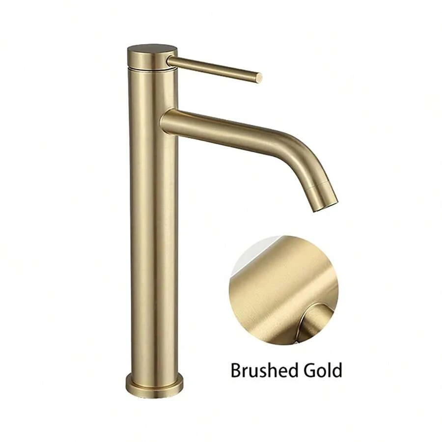 ULA 一組 G1/2 面盆水槽浴室水龍頭檯面安裝冷熱水混合水龍頭啞光金面盆水槽水龍頭起重機 - 金色 - 查看 1