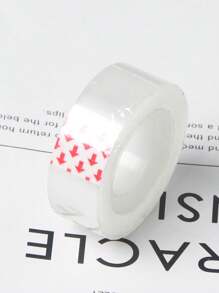 1pc Clear Adhesive Tape, Simple Portable Shipping Packing Tape For School, Office - Clear - View 1