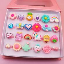 Random Send 10pcs/Set Girls Multicolor Lovely Food Fruit Ring Princess Dress Up Accessories Gifts Without Box - Multicolor - View 1