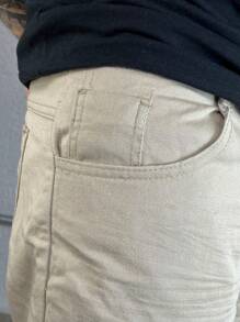 Men Denim Shorts - 米色 - 查看 5