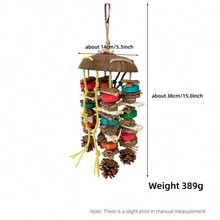 Pet Bird Coconut Shell Chewing Hanging Bell Toy, Suitable For Medium To Large Sized Birds To Bite And Sharpen Teeth. Made Of Natural Plant Materials, Ensuring Healthy Play For Your Bird. Available In Multiple Color Options, A Great Way For Birds To Relieve Boredom. - Coffee Brown - View 2