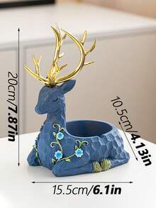 北歐 Ins 招財鹿裝飾收納擺件,家用防摔耐用輕奢裝飾擺件,臥室床頭櫃首飾收納,送給親朋好友的完美禮物 - 藍色 - 查看 5