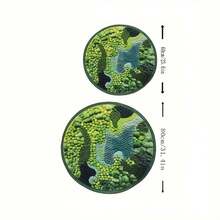 1pc Washable Faux Knitted Carpet Mat For Living Room, Bedroom, Etc. Soft, Anti-Skid And Suitable For Whole Year - Green Bottom Mountain River - View 5