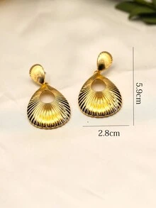 1對歐美時尚極簡金屬質感流蘇造型耳環 - 金黃色 - 查看 5