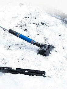 1只伸縮式雪鏟配刷,冰鏟,雪鏟,3合1汽車除雪工具套裝 - 藍色 - 查看 6
