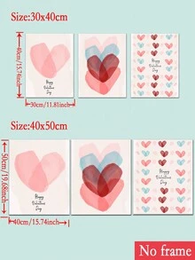 情人節彩色水彩愛心壁畫海報3件套 - 彩色 - 查看 2