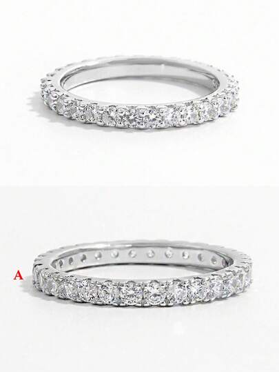 Un Clásico, Brillante, Elegante, Con Estilo, Y Hermoso Anillo De Piedra Redonda De Circulo Completo De Circonita Cúbica Artificial De Plata 925, Las Mujeres Para Citas, Fiestas Y Banquetes Que Refleja Su , Su Regalo Perfecto De Joyería Nupcial De Bodas, Compromisos.