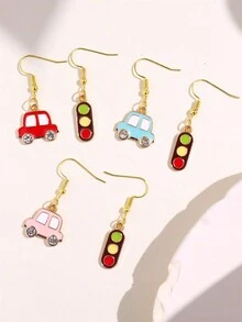 1對可愛又有趣的時尚油滴迷你汽車紅綠燈掛耳環,適合女性 - A - 查看 2