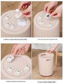 4 件裝家用移動底座黏性滾輪,無需鑽孔,適合垃圾桶 - 白色 - 查看 9