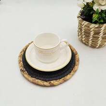 1 件胡蘆巴草繩餐墊杯墊防滑咖啡墊復古麻裝飾墊花瓶墊家居用品裝飾隔熱墊 - 黃色 - 查看 5