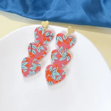 A Pair Of Eyes Blackboard Spots Pink Leopard Pattern Hollow Exaggerated Love Acrylic Texture Earrings Women's Gift - Love - View 4