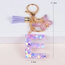 Breloc cu literă inițială Boho, drăguț fulg de zăpadă, paiete de dragoste, alfabet, breloc, fluture, pandantiv, inel, poșetă, rucsac, charm, husă pentru căști, accesorii, femei, fete, cadou pentru cupluri de Ziua Îndrăgostiților. Accesorii auto pentru geantă, charm, rucsac pentru școală, Goth Y2K.
