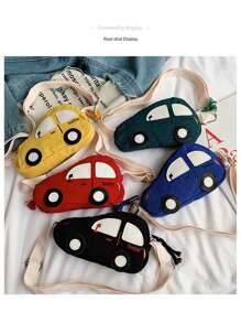 Cute Cartoon Car Shaped Kids' Crossbody Bag Coin Purse, Vehicle Shoulder Bag, Cool Bag For Children