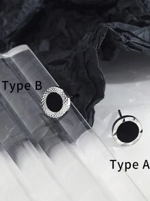 1 對時尚 925 純銀和黑瑪瑙圓形耳環女式,學院風格設計,適合日常佩戴、週年紀念、生日禮物,適合喜歡嘻哈和搖滾風格耳環的男士