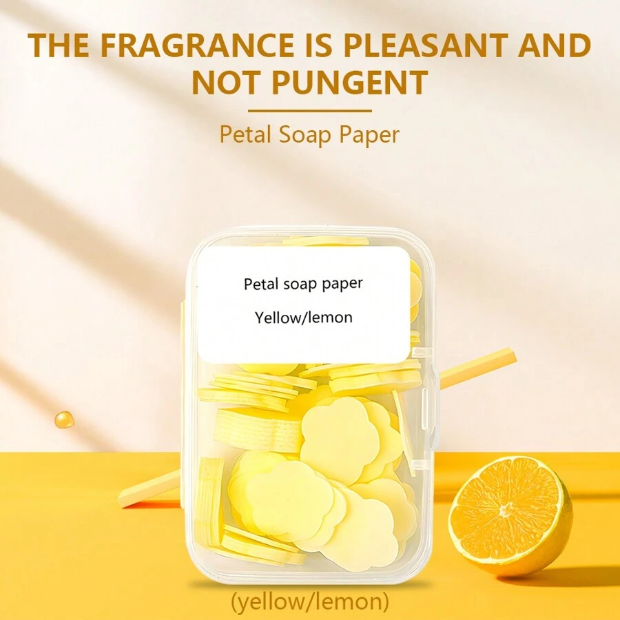 黃色檸檬香味,可拋式肥皂紙,便攜式迷你花瓣洗手紙,每片13克 - 黃色檸檬 - 查看 1