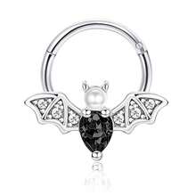 1入組16g時尚不銹鋼蝙蝠隔膜鼻環,嵌有水滴形狀,男女適用,隔膜按鈕鉸接環,daith Helix Rook Tragus圈軟骨耳環,適合日常派對佩戴的穿刺飾品 - 黑色 - 查看 11