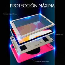 Funda para iPad Pro 9.7" 2016 A1673 iPad Air 2 2014 A1566 iPad 5 Gen 2017 A1822 iPad 6 Gen 2018 A1893 Uso Rudo Correa 360° Pencil Carcasa - Rosa - Ver 9