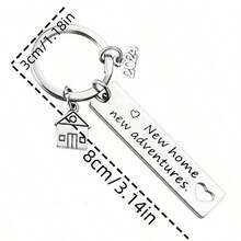 1入/16入不分男女性別的“新居新冒險”不銹鋼鑰匙扣,2024新禮物,送給搬新家和愛好冒險的人 - 銀色 - 查看 4