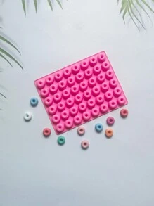 1pc 48 Cavities Silicone Donut Mold, Kitchen Handmade Baking Candy Chocolate Baking Tool - Pink - View 1