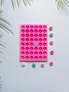 1pc 48 Cavities Silicone Donut Mold, Kitchen Handmade Baking Candy Chocolate Baking Tool - Pink - View 6