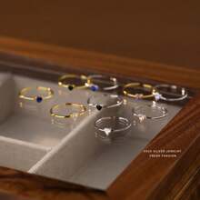 1pc Simple And Fashionable Heart Shaped Multi-Colored Cubic Zirconia S925 Sterling Silver Open Ring, Golden Color, Suitable For Women's Daily Wear - Heart Shaped Ring - View 9