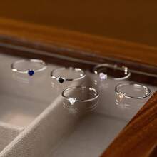 1pc Simple And Fashionable Heart Shaped Multi-Colored Cubic Zirconia S925 Sterling Silver Open Ring, Golden Color, Suitable For Women's Daily Wear - Heart Shaped Ring - View 8