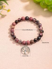 1 Piece Of 8mm Rhodolite Beaded Tree Of Life Bracelet + Grandma Card - Multicolor - View 4