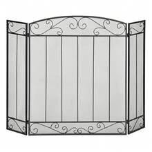 HOMCOM Salvachispas Plegable para Chimenea Pantalla Triple Protector para Estufas 3 Paneles con Bisagras 105x80,5 cm Estructura de Metal y Alambre Decorativo Negro - Negro - Ver 5