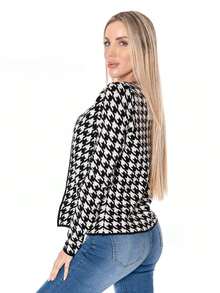 Suéter Tejido Abierto para Dama - Negro - Ver 3