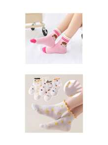 10 Pairs Cute Cartoon Socks For Kids With Heart & Frill Trim - Multicolor - View 3